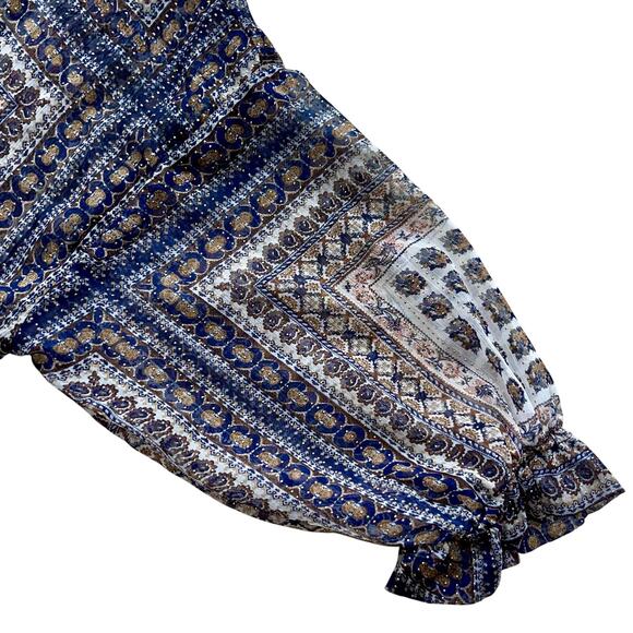 Anthropologie Blouse Sheer Balloon Sleeve Ruffle Boxy Lagenlook Eva Franco - Picture 11 of 11